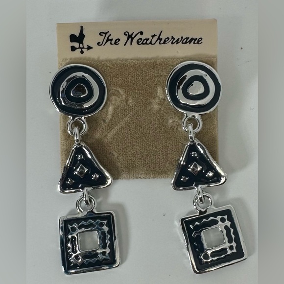 Vintage Geometric Silver Drop Earrings by The Weathervane - Bold & Unique Design - Picture 5 of 8